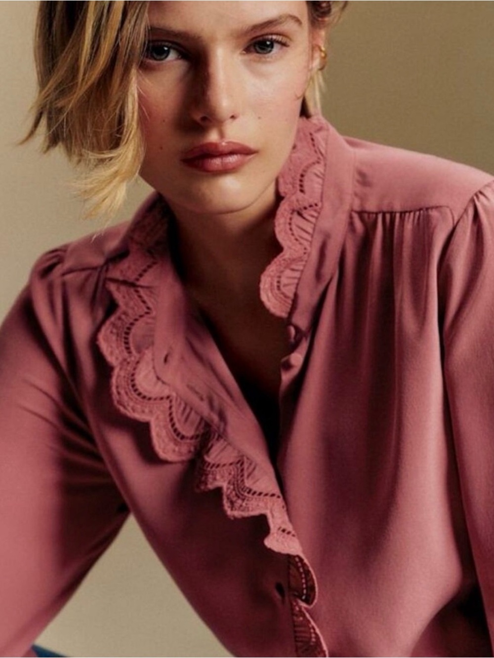NWT Sezane CHEMISE CHLO Blouse Rosewood Size 2/ European 34 - Picture 4 of 7